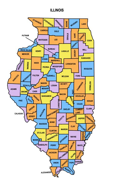 Map of Illinois Counties .